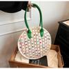 Colorful Rivet Canvas Circular Shoulder Bag Large Capacity Unique Design Casual Tote Bag for Women Fashion 4 New Style
