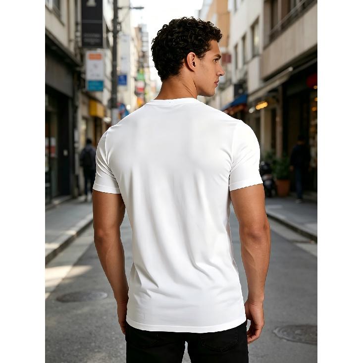T-shirt da uomo girocollo a maniche corte, Illusion ottica addominali finti muscolosi, Stampa 3D, Maglietta divertente casual