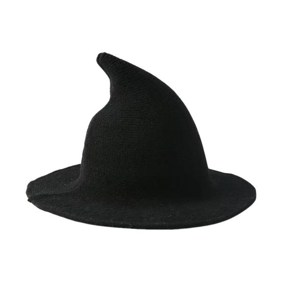 Halloween Witch Hat for Women Felt Wide Brim Foldable Pointed