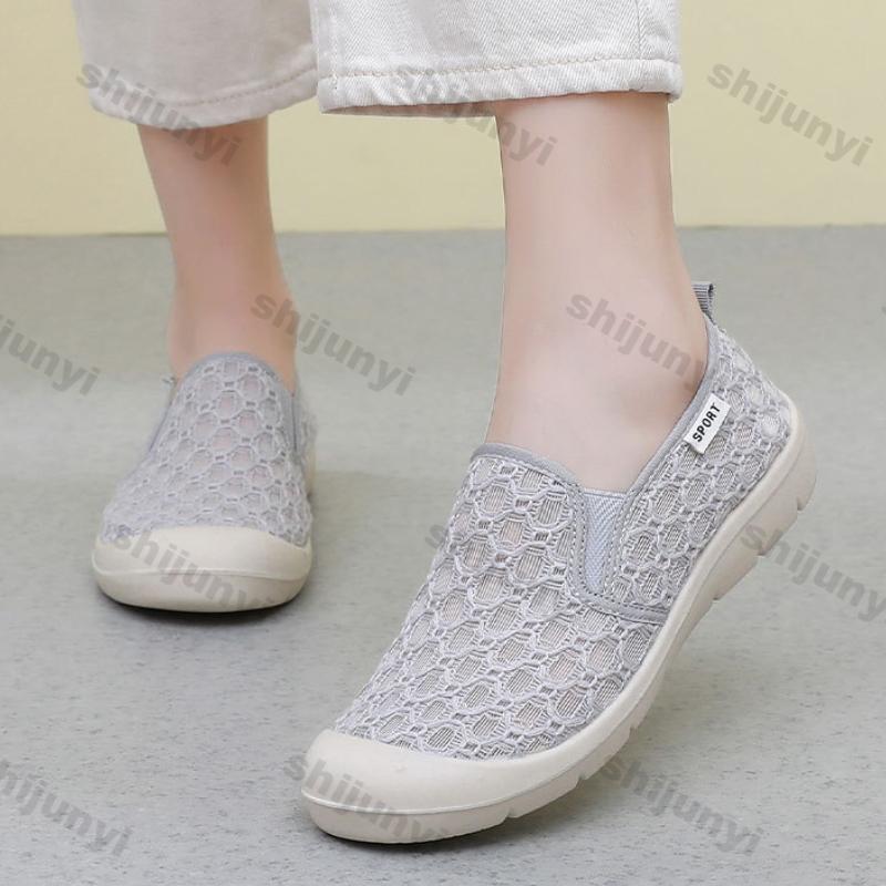 Women Shoes 2025 Spring Autumn New Soft Sole Comfort Non Slip Casual Shoes Breathable Mesh Lightweight Round Toe Women Loafers