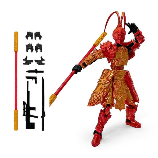 Monkey King Action Figure 3D Printed Movable Joints Monkey Model Great Sages Equalling Heaven Figurine Articulated Dummy Decoration Ornament