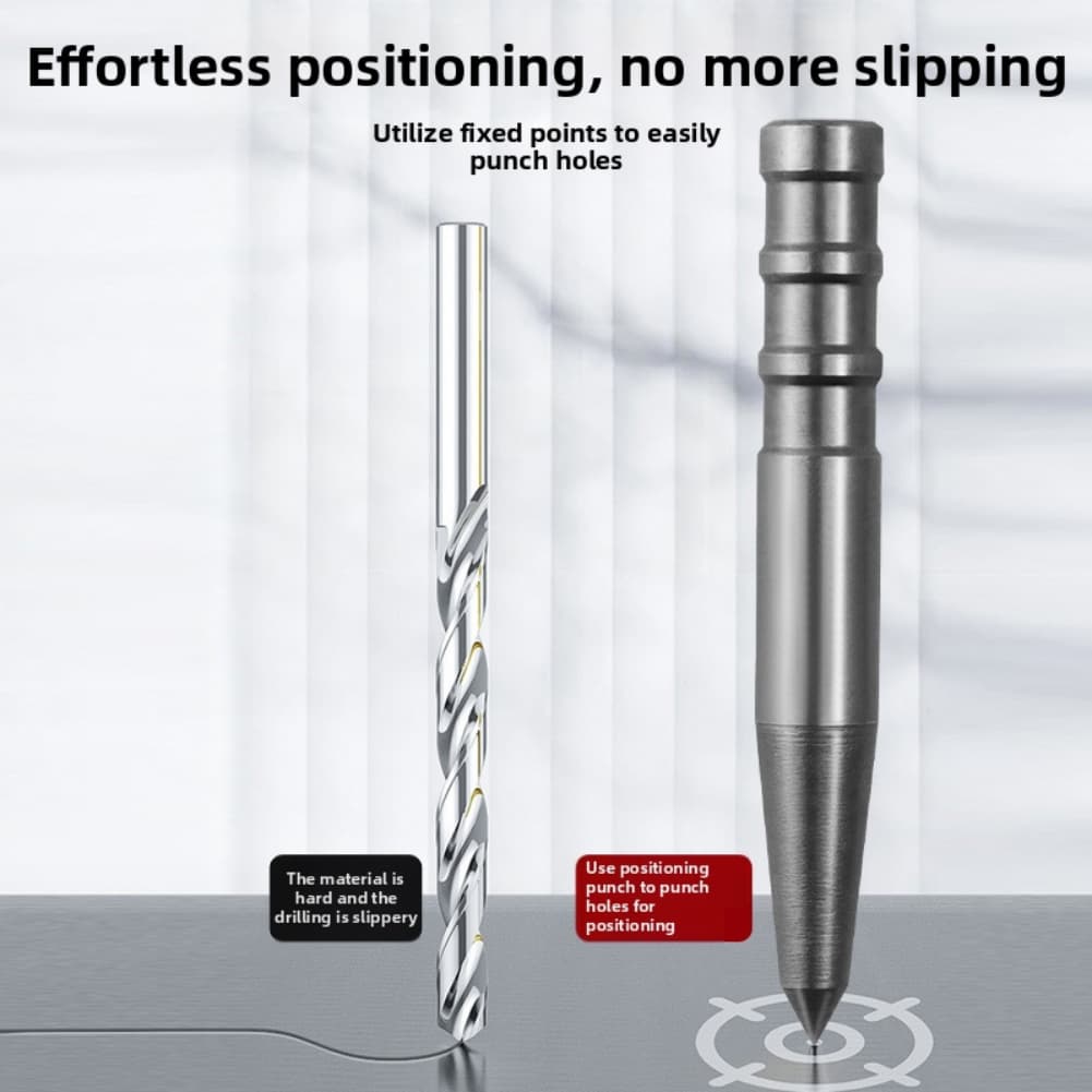 Carbide Tip Manual Center Punch Tool with Non Slip Grip for Precision Marking on Wood Aluminum Iron Glass