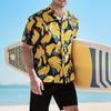 Strandskjorte Løs Enkeltspent Hawaii Bananprint Korte Ermer Sommerstopper Hverdagsklær