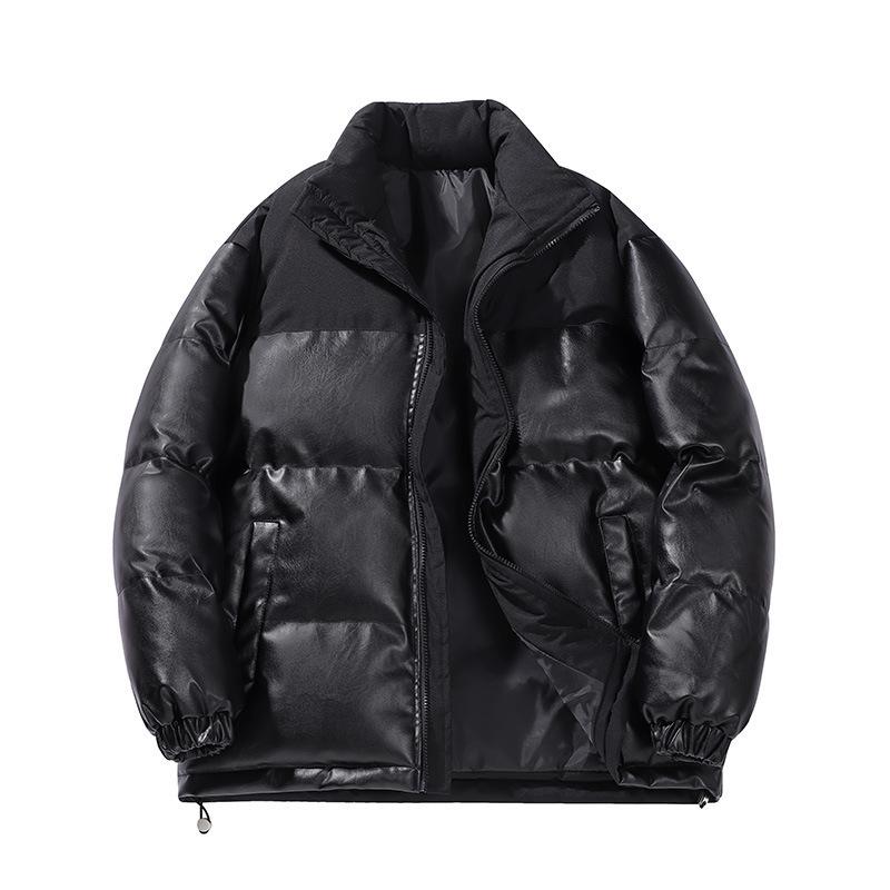 

New seasonal short cotton-padded clothes men s feather cotton clothes stand-up collar Hong Kong style warm bread clothes 3XL чёрный