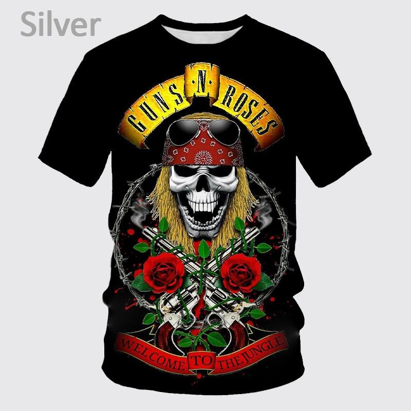 

Летний топ с круглым вырезом и 3D-принтом группы Guns N Roses, модная повседневная мужская футболка с коротким рукавом XL