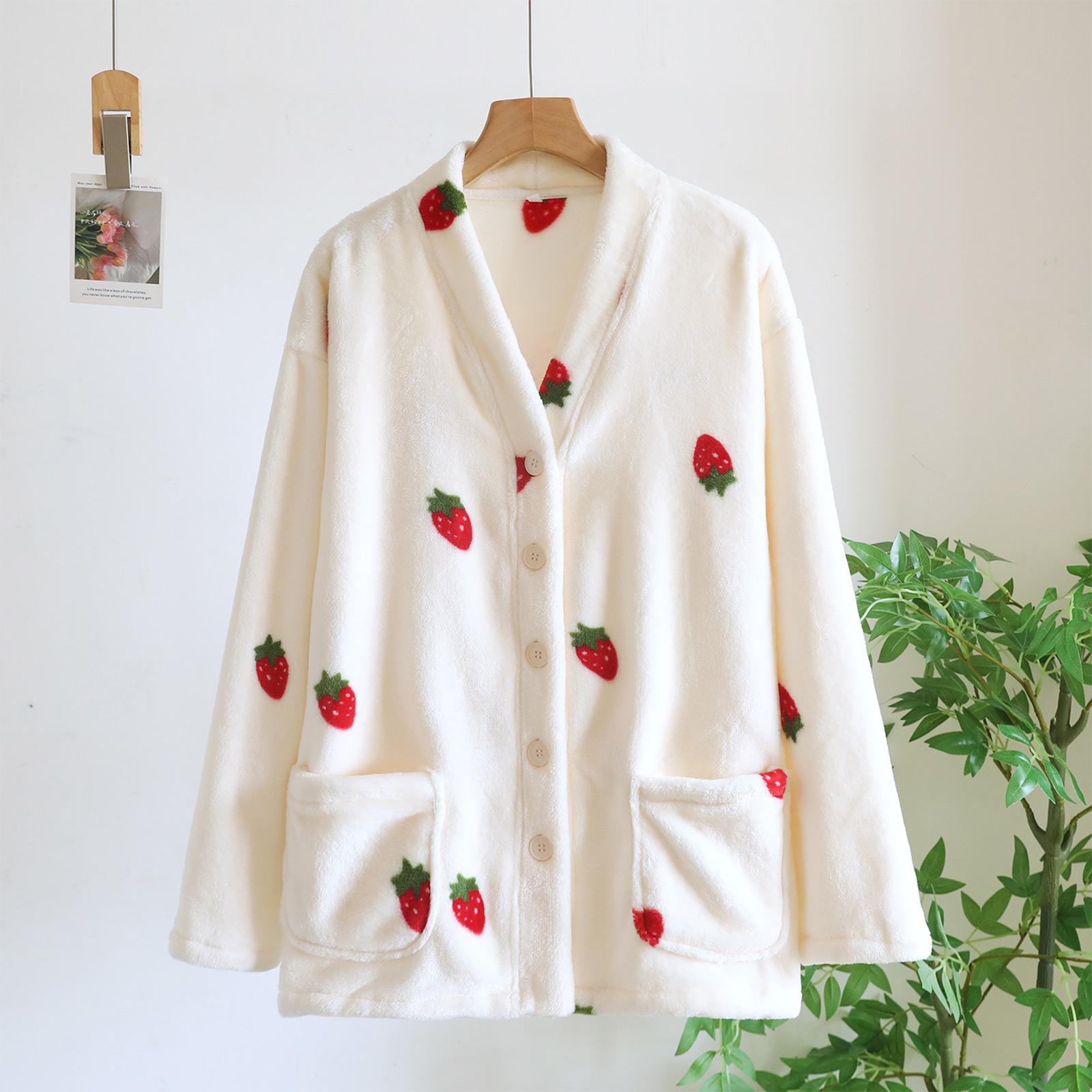 

Женский модный кардиган с V-образным вырезом и длинными рукавами, фланелевая теплая куртка для сна XL красный