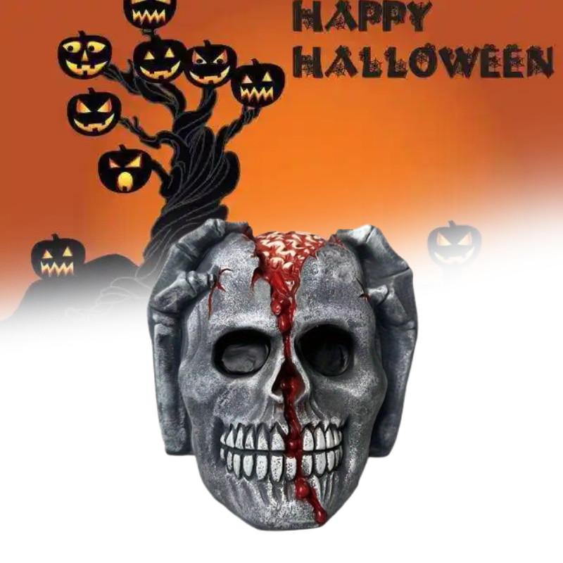 Halloween Skull Decor Figurine With Latex Material For Festive Atmosphere