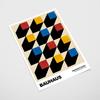 Plakat bauhaus kwadraty kolorowe sześciany