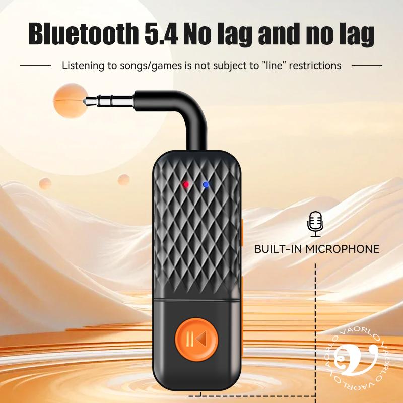 2 In 1 Bluetooth 5.4 Audio Transmitter Receiver 3.5mm AUX Jack Airplane Wireless Adapter Mic For TV Car Kit Speaker PC Headphone