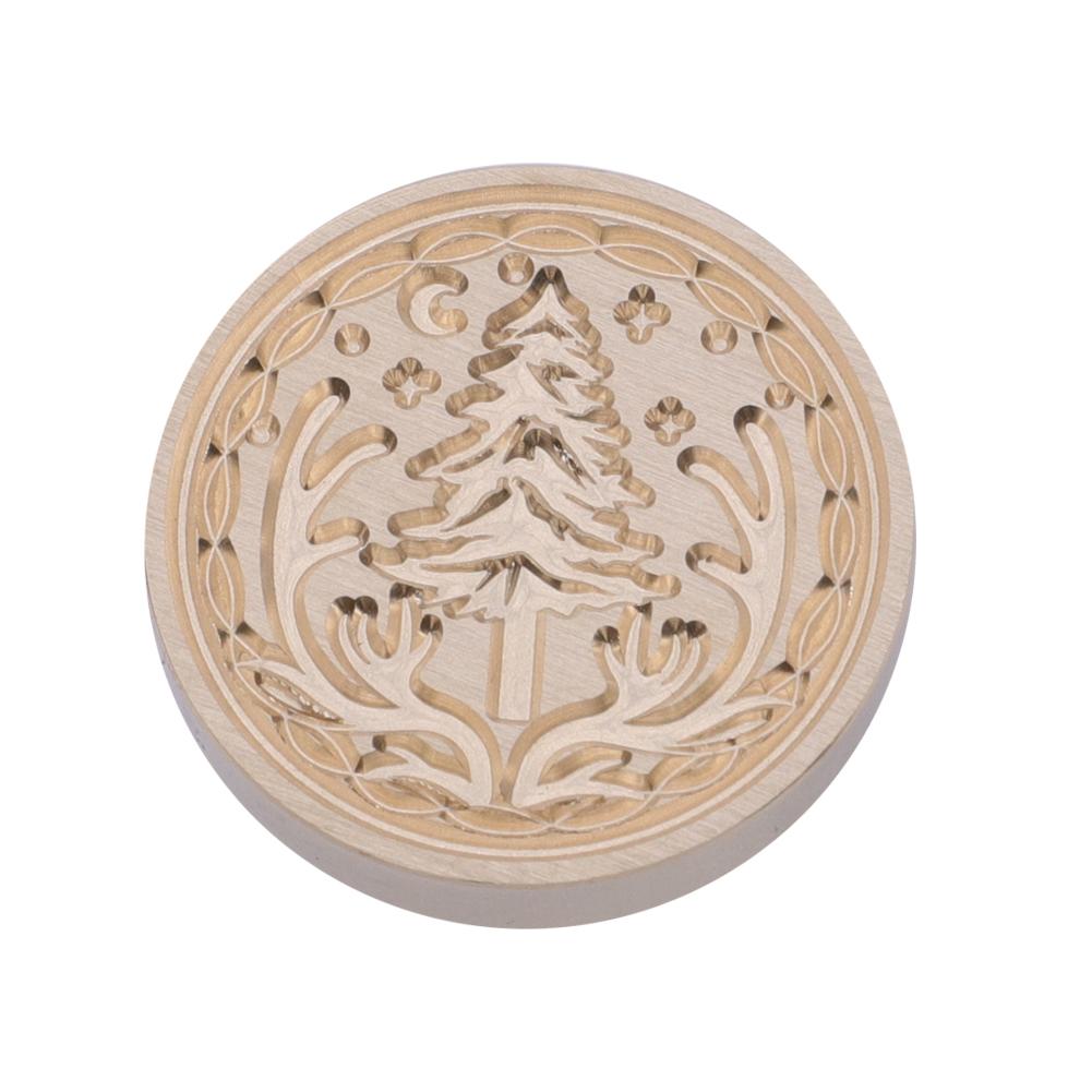 25mm Round Sealing Wax Copper Head 3D Stereoscopic Relief Christmas Series Stamps Print Head DIY Manual Account for Wedding Card