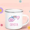 Regenbogen-Wolken-Print Emaille Kaffeetasse Wasser-Milch-Becher Personalisierter Name Kindergeburtstag Party Dekoration Weihnachten Kindertag Neujahrsgeschenk
