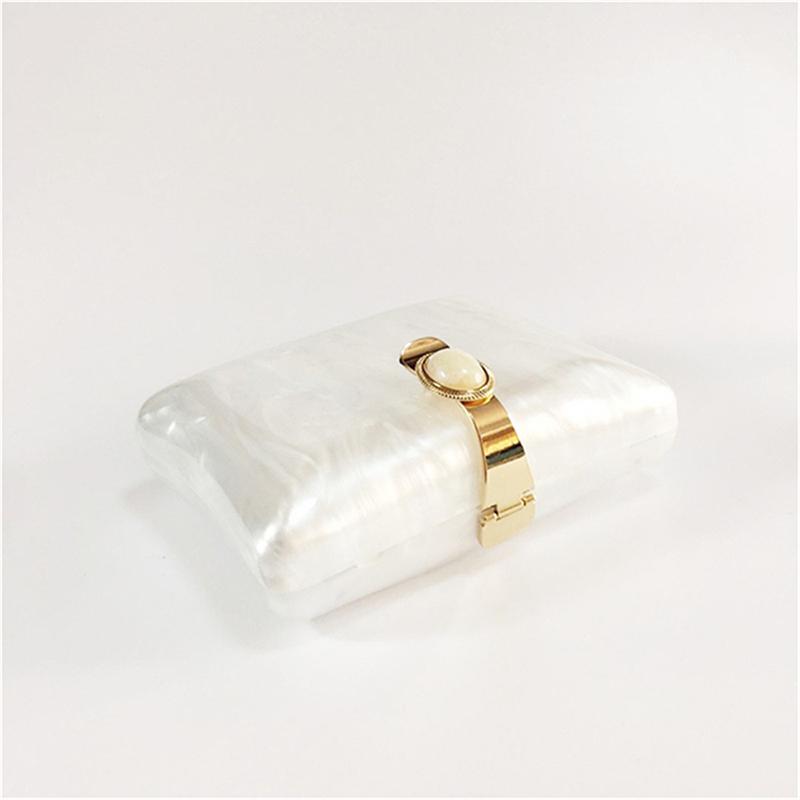 Luxury Brand Handbag Solid White Pearl Acrylic Evening Bags Chain Clutch Purse Wedding Party Women Wallet Designer Crossbody Bag