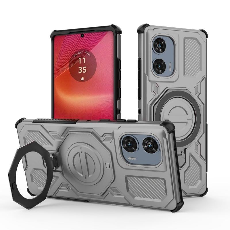 

For Moto Edge 50 Fusion Case Cover Motorola Moto Edge 50 Fusion Capas Shockproof Bumper Attraction Adsorption Ring Holder Fundas Motorola Edge 50 Fusion серый