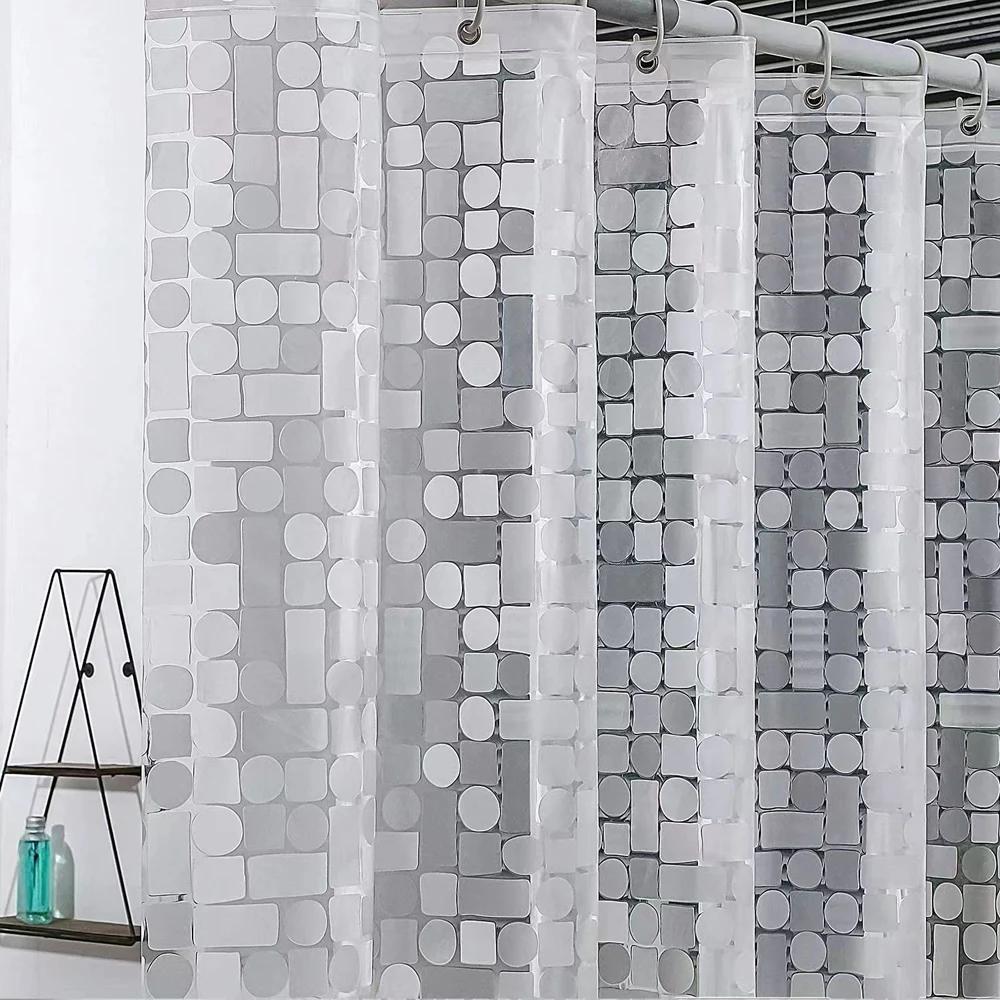Clear Pebble Shower Curtain Transparent Waterproof Geometric PEVA Bath Curtains Liner for Bathroom Bathtub Bathing Cover Modern