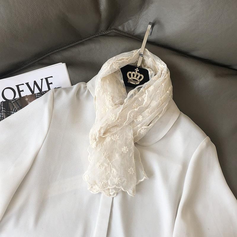 Romantic Sweet Mori Lace Scarf Female Korean Version Embroidered Lace Silk Scarf Japanese Versatile Spring and Summer New