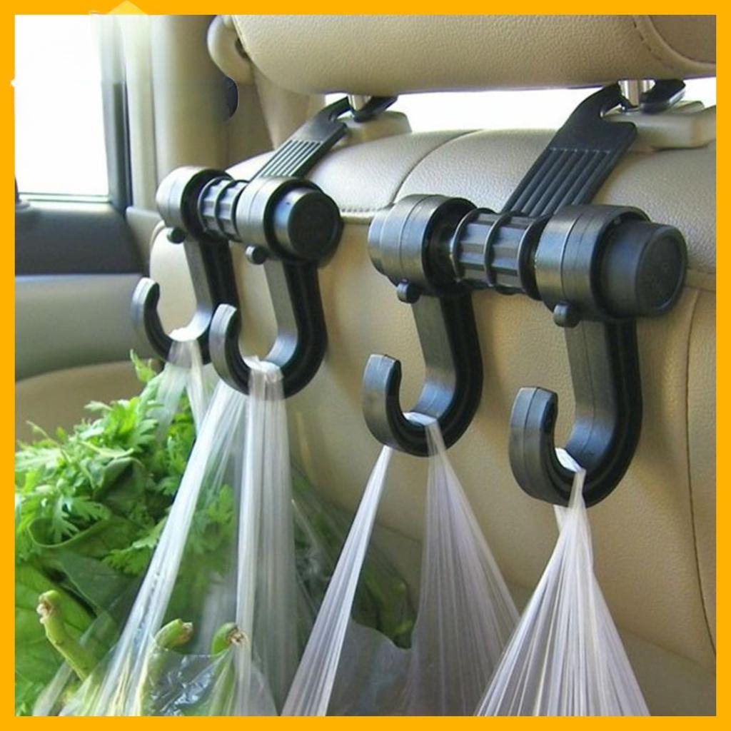 Universal Multi-functional Car Seat Back Double Hook 360-degree Rotating Accessory, Durable Vehicle Organizing Tool