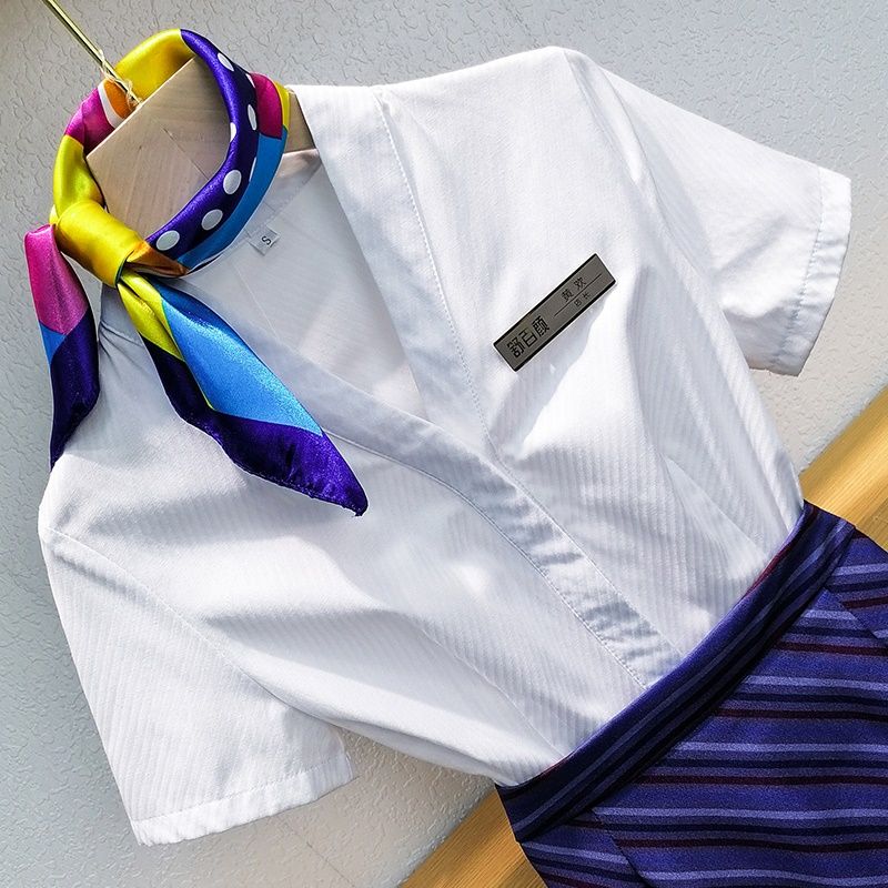 

Бизнес-костюм бортпроводника Магазин очков Парка Униформа стюардессы China Southern Airlines Новая рабочая одежда Рубашка Юбка с запахом White XXXL