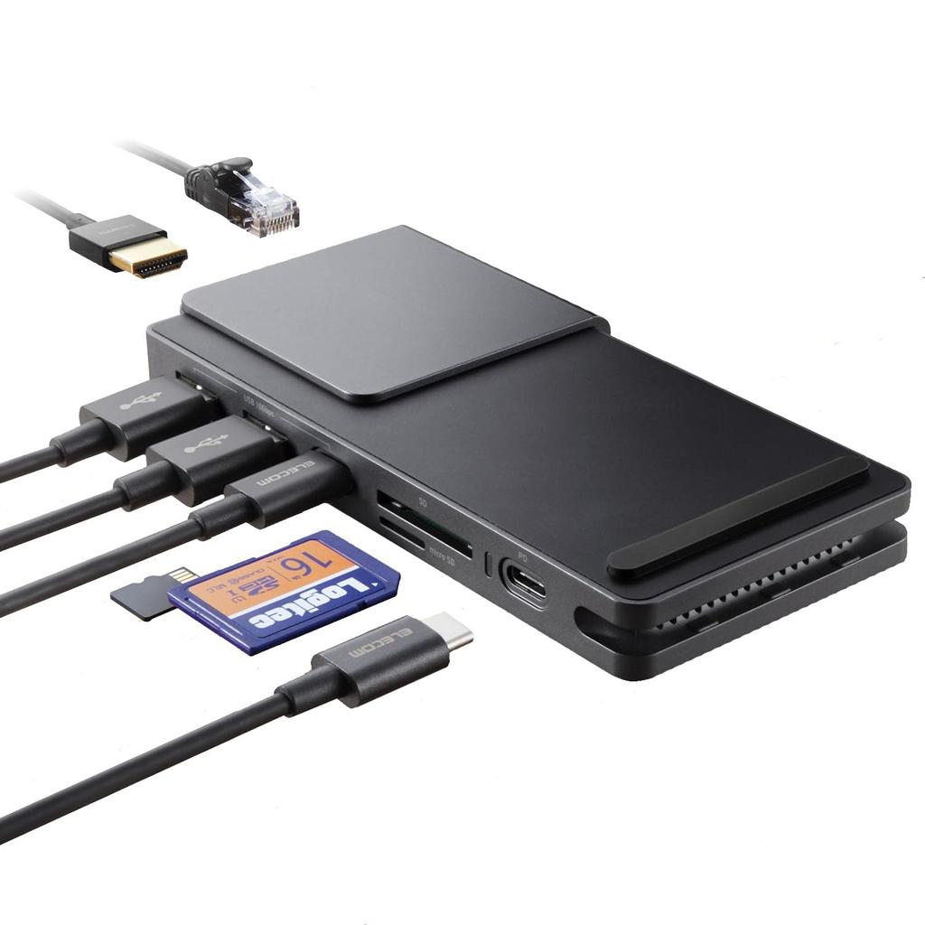 Dokovací stanice Logitech s funkcí upozornění pomocí LED diody Připojení USB typu C 8v1 LAN USB typu A USB PD nabíjení typu C SD Windows Mac iPad iPhone15