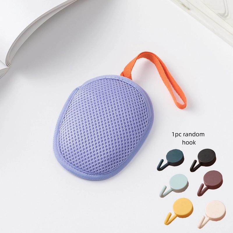 

Bath Cleansing Foaming Net With Lanyard Double-Sided Oval Soap Bag Body Exfoliating Scrubber Sponges Bathroom Mesh Soap Pocket