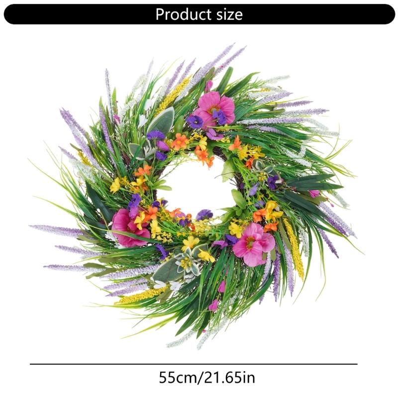 Spring Wreath for Front Door 22'' Artificial Flower Wreath for Wall Wedding Party Home Decorations for Indoor Outdoor