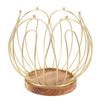 Coffee Pod Holder Basket with Wooden Base Wrought Iron Metal Wire Coffee Capsule Holder for Home Countertop Table