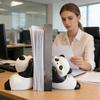 2pcs Cute Panda Bookends Resin Animal Book Ends For Shelves Desk, Home Office Library Decor, Desktop Bookshelf Organizer