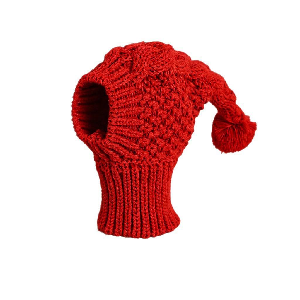 

Warm Knit Pet Hat Cute Winter Knitted Cap for Whippet Italian Greyhound Dogs Windproof Comfortable S красный
