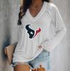 2024 Women's V-Neck NFL Team Long Sleeve T-Shirt with 3D Print Design