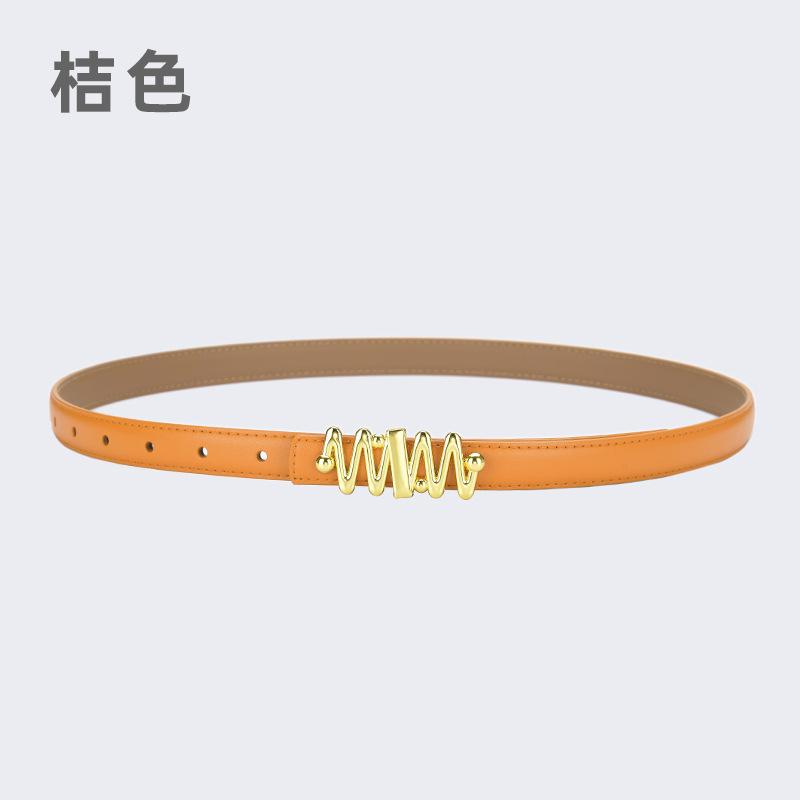 Belt Women'S Jeans Leather Simple Style Decoration Black Casual Thin Belt Tide