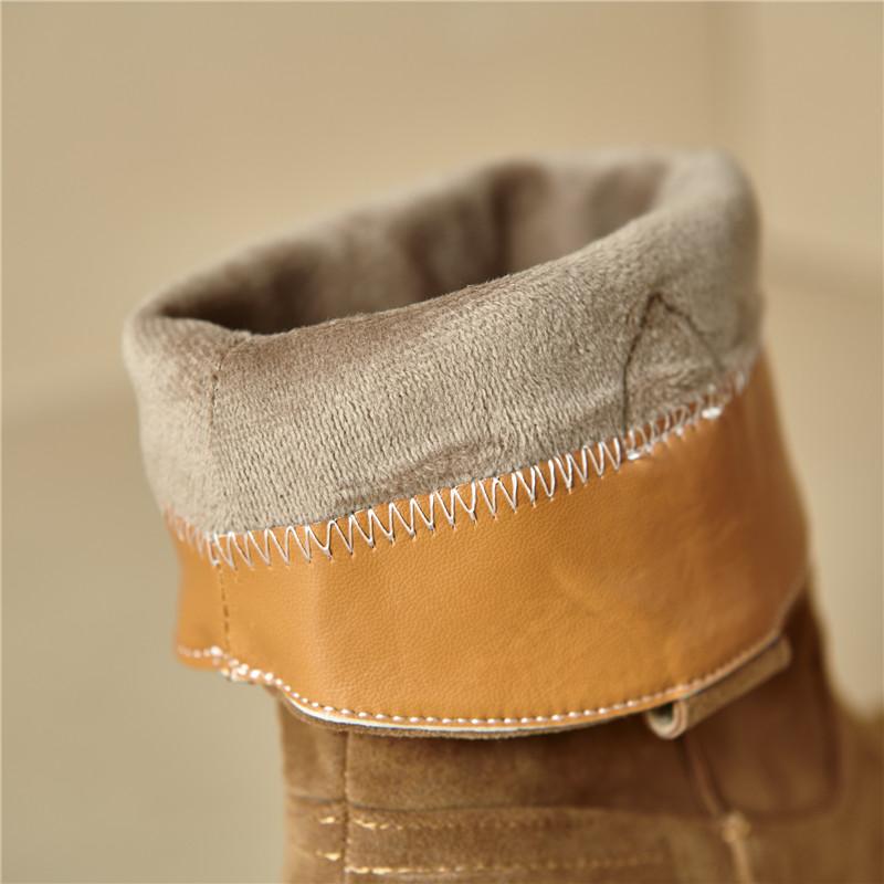 Women's High-heeled Short Boots Autumn and Winter New Suede Large-size Casual Roman Boots