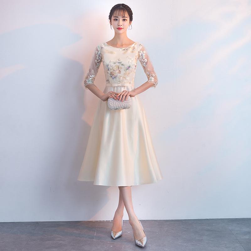 

Evening dress dress new party medium and long fashion celebrity small dress dress girlfriend dress XS шампанского