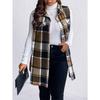 Damen Locker Geschnittene Karierte Tweed Weste für Herbst und Winter