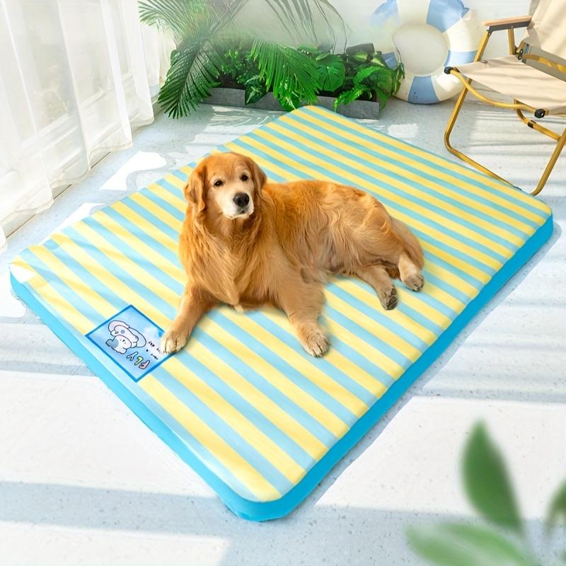 Summer Stripes Dog Bed Cool Breathable Puppy Kitten Sleeping Pad Ice Silk Cooling Pet Mat Washable Cooling Pad Dog Accessories