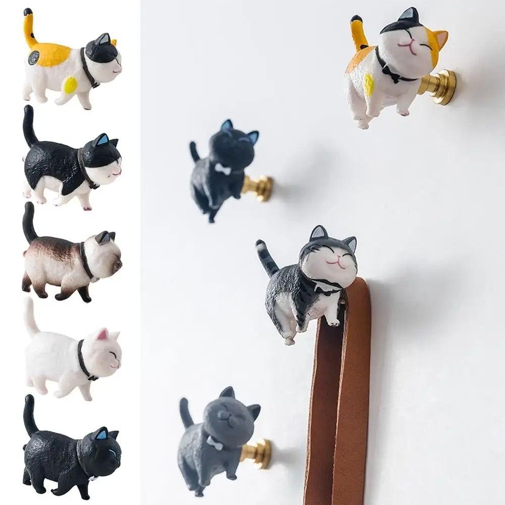 Härliga kattformade lådknoppar Tecknade hängkrokar Garderobsdörrhandtag Barnrum