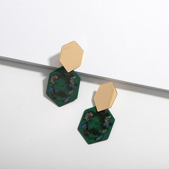 Trendy European Geometric Print Stud Earrings, Versatile Women s Street Style Dangles