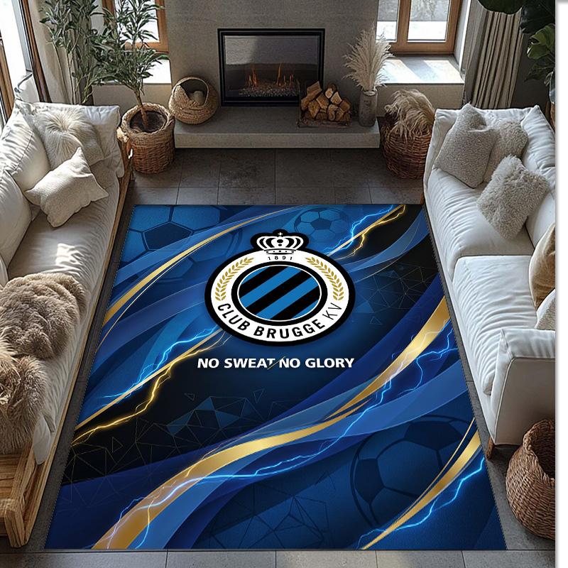 Club Brugge FC Soccer Football Pattern Soft Area Rug Non Slip Indoor Floor Carpet Sports Decor Mat for Bedroom