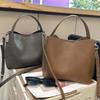 New cowhide leather premium feeling bucket bag tote bag underarm bag shoulder crossbody handbag bag women's bag