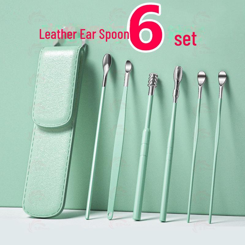 6-piece set of portable ear picks with keychain for adults, household use