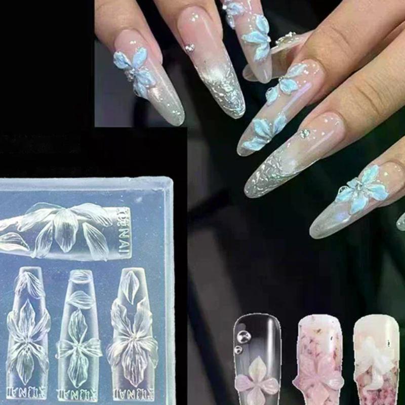 3D Flowers Nail Mold DIY Silicone Nail Tools Hawaii Hibiscus Flower Petal Nail Design Silicone Molds Nail Art Carving Template