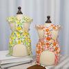 Spring Summer Pet Dress Ruffle Flying Sleeves Tulle Bow Floral Print Small