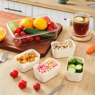 Snackle Box Container Lid with 4 Compartment with Lid Portable Divided Serving Tray for Parties Sweets Vegetables Biscuits Nuts