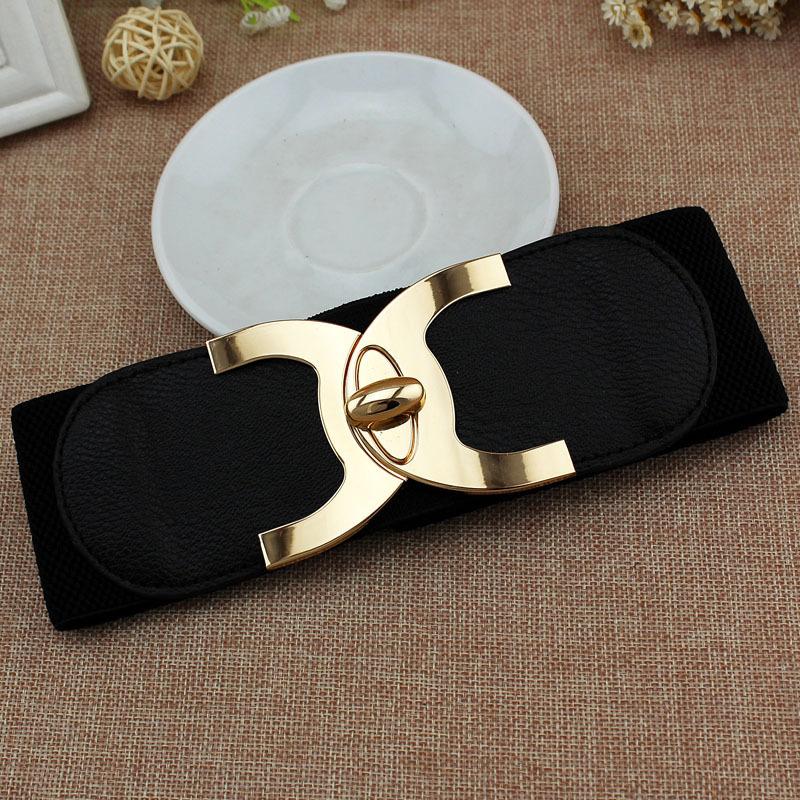 016021 Autumn And Winter Buckle Fashionable Women'S Decorative Wide Belt Elastic Waist Seal Women'S Belt