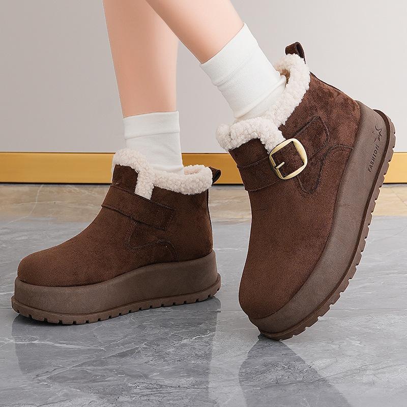 Fleece Platform Shoes Women's New Winter One-pedal Lazy Shoes Thickened Warm Snow Boots