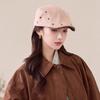Women S Vintage Rivet Decorated Windproof Flat Cap Japanese Style Casual Hat