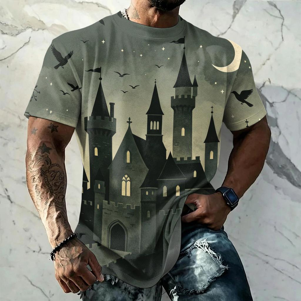 Men's Halloween Vintage Graphic T Shirt Loose Fit Breathable Short Sleeve Summer Sports Streetwear Casual Everyday Top