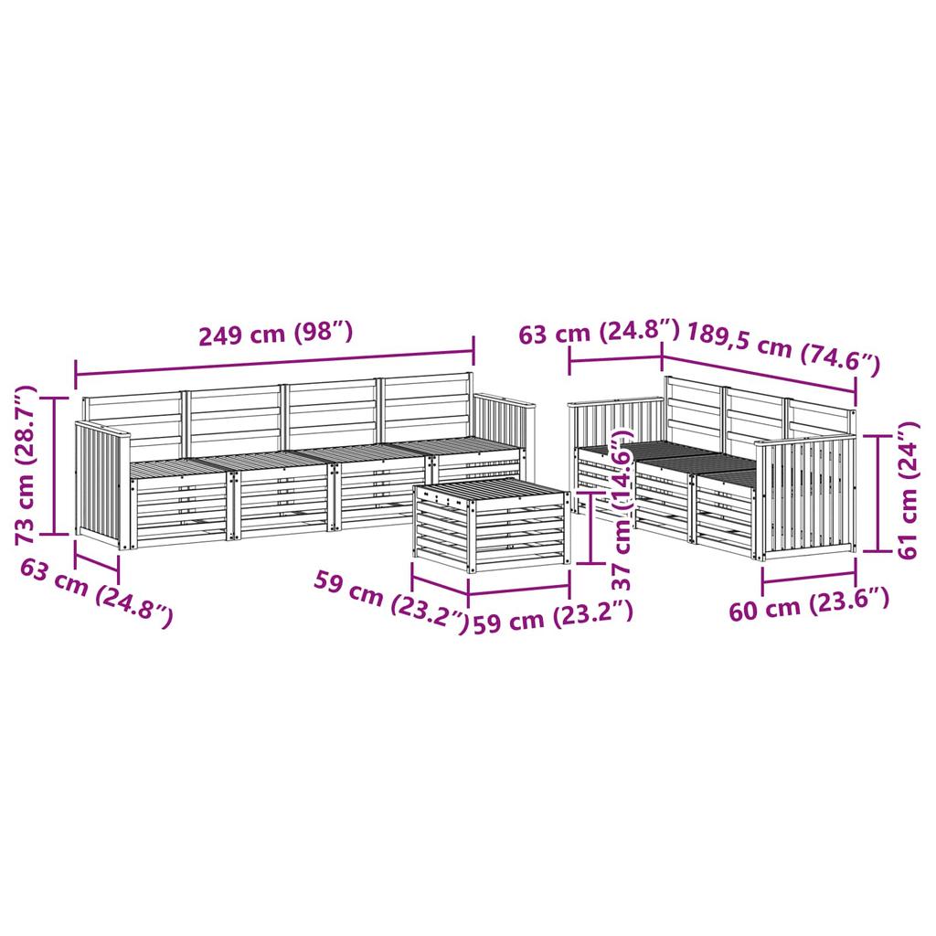Outdoor Sofa Set 8 Pcs Natural Solid Acacia Wood