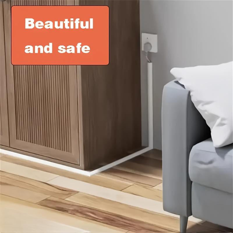 1pc Self-Adhesive PVC Cable Management Tube, Invisible Floor Wire Cover for Desk, Wall & Floor Installation, Home Decor Cable Concealment Channel