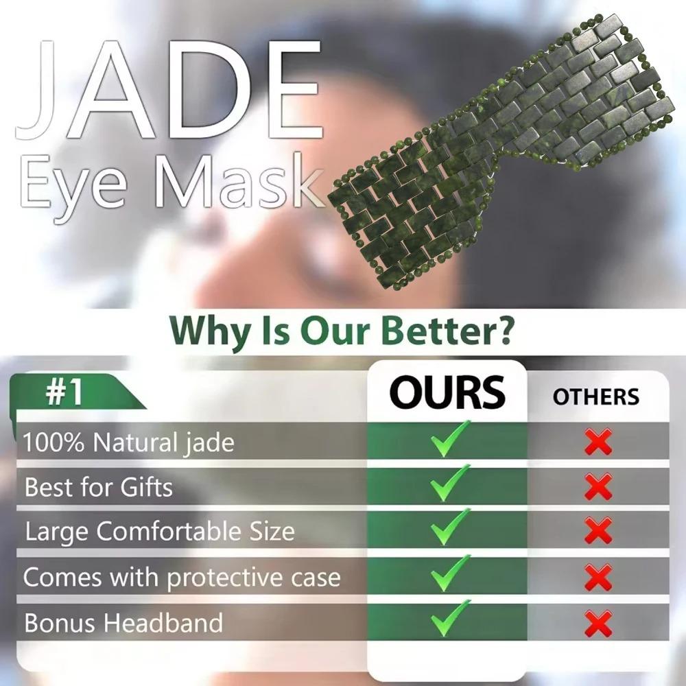 Natural Jade Eye Mask Cooling Negative Ion for Puffy Eyes Head Tension Relief Relaxation Anti-Aging