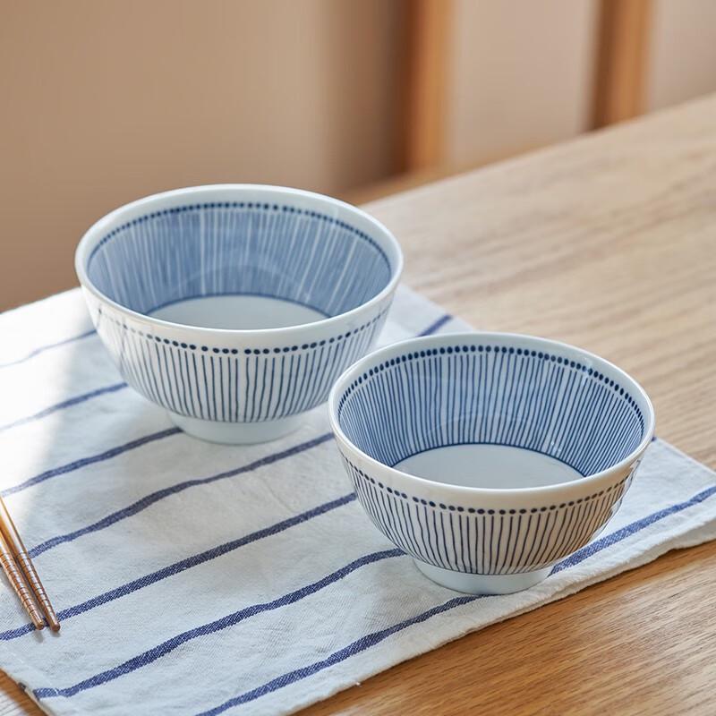 Huaqingge Fengxinhui Blue Underglaze Ceramic Rice Bowl Set (4 Pcs)