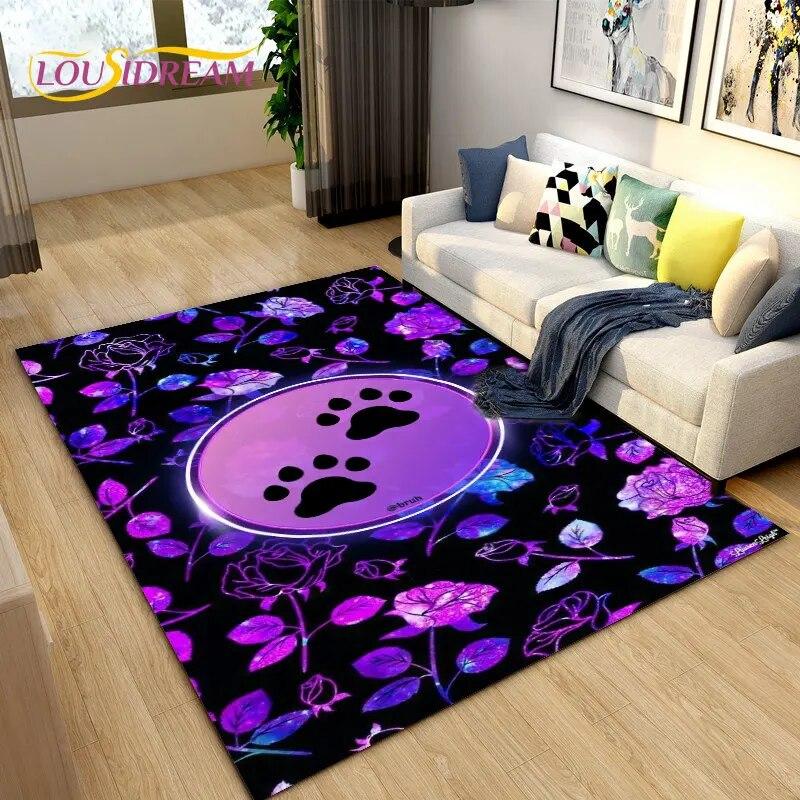 3D Pets Footprint Sole Series Area Rug Large,Carpet Rug for Living Room Bedroom Sofa Doormat Decoration,kids Non-slip Floor Mat